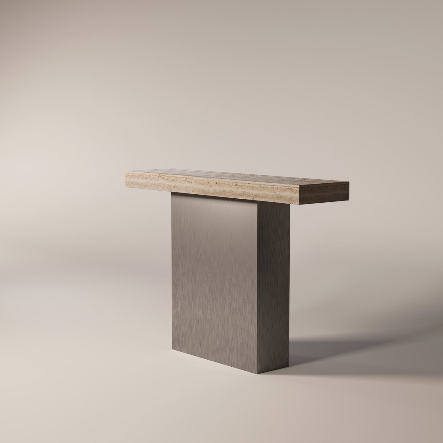 Brushed Stainless Steel / Travertine