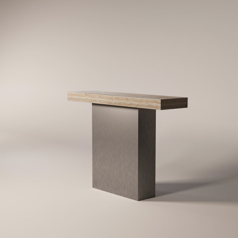 Brushed Stainless Steel / Travertine
