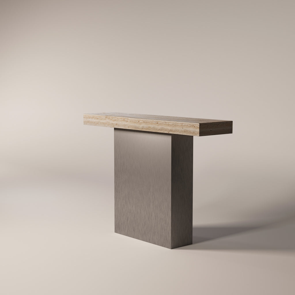 Brushed Stainless Steel / Travertine