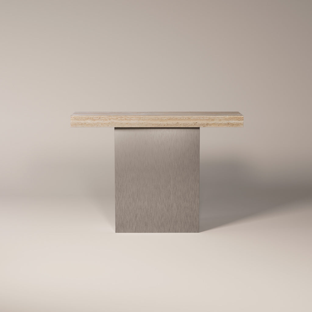 Brushed Stainless Steel / Travertine