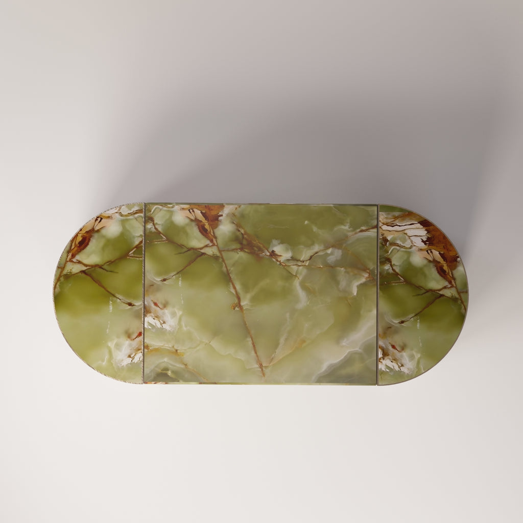 Brushed Stainless Steel God / Green Onyx