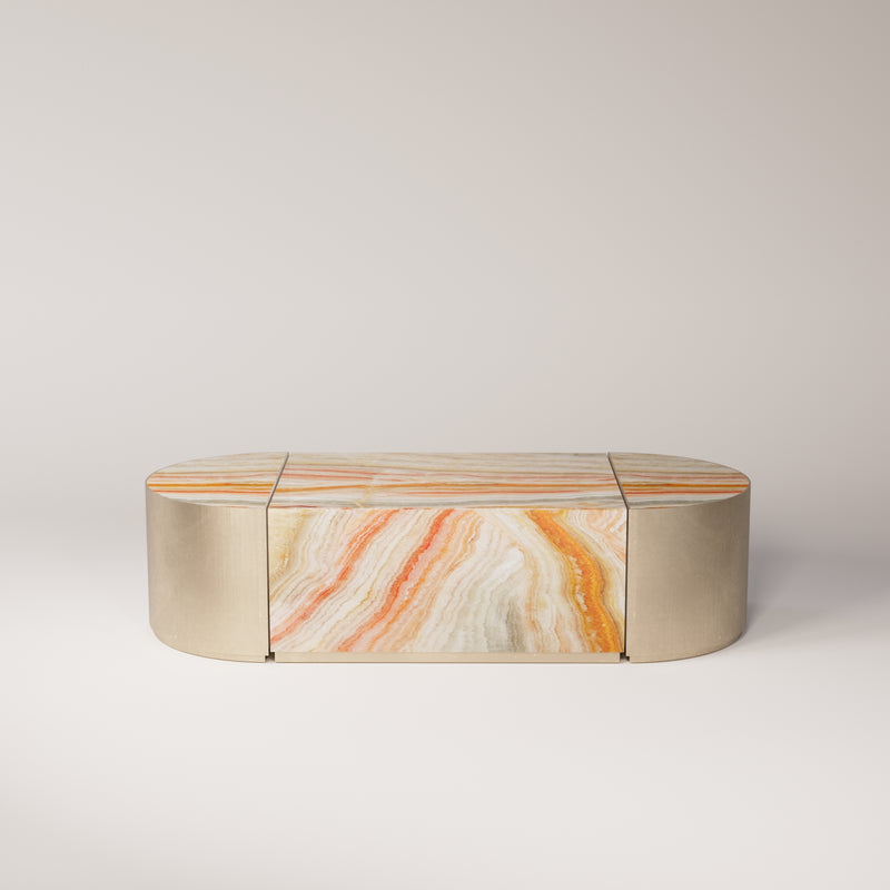 Brushed Gold Stainless Steel / Rainbow Onyx