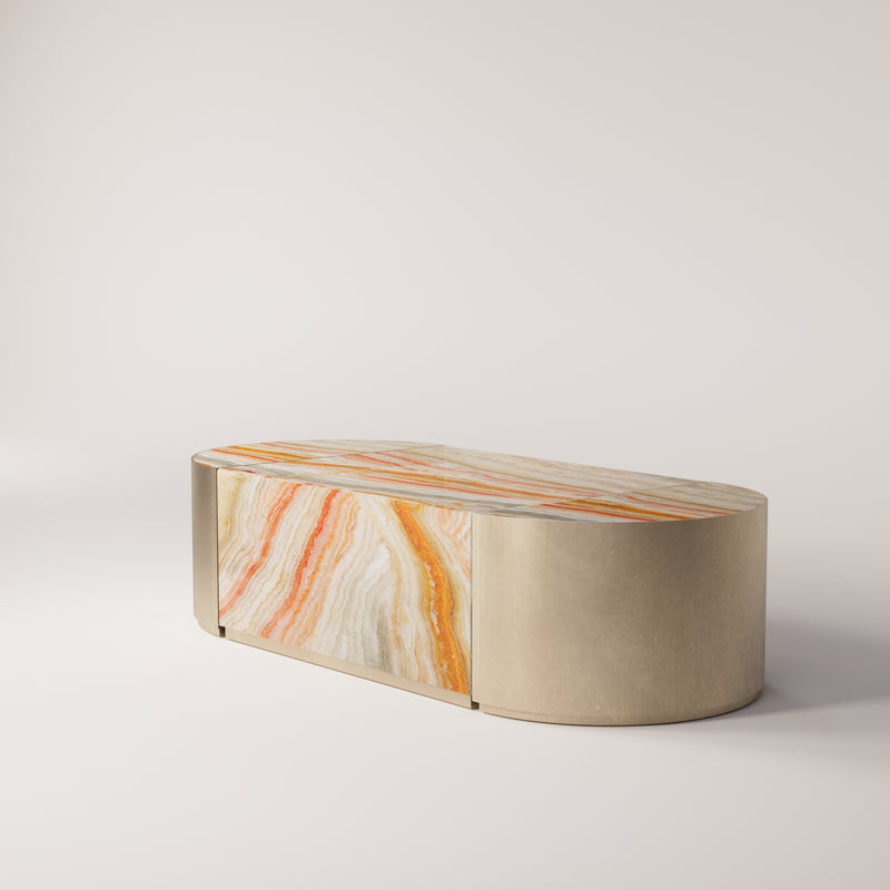 Brushed Gold Stainless Steel / Rainbow Onyx