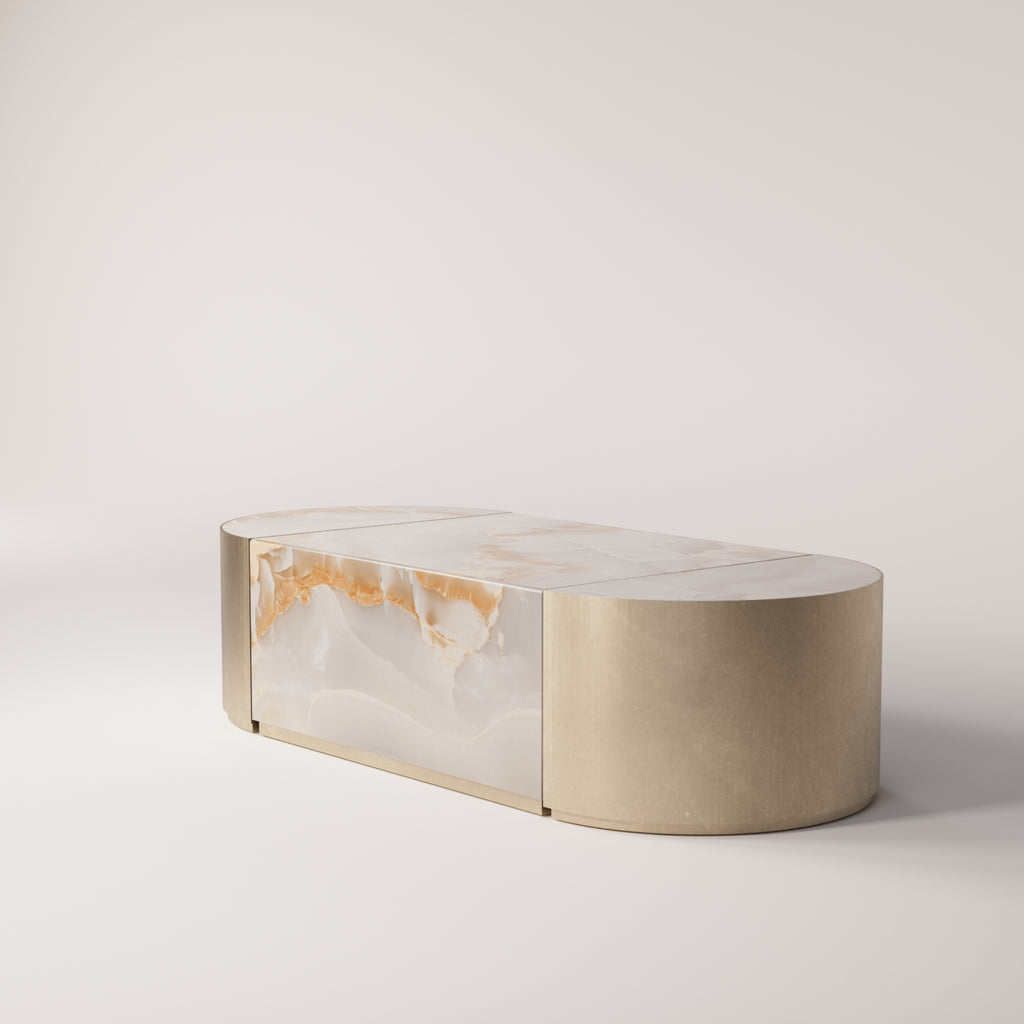 Brushed Gold Stainless Steel / White Onyx