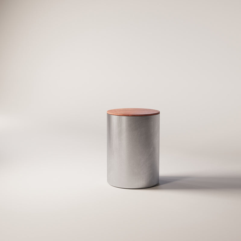 Brushed Stainless Steel / Red Travertine