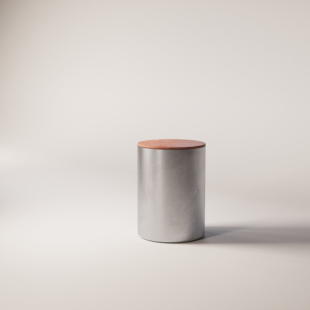 Brushed Stainless Steel / Red Travertine