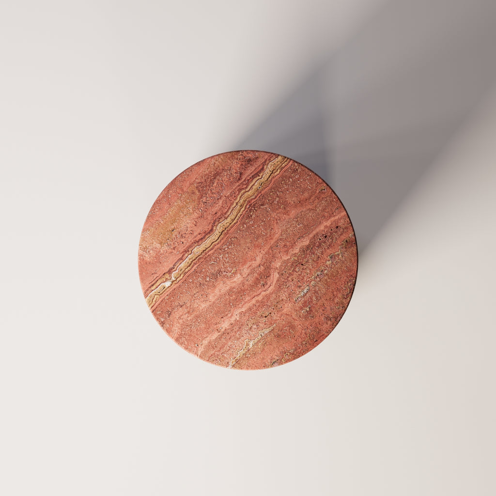 Brushed Stainless Steel / Red Travertine