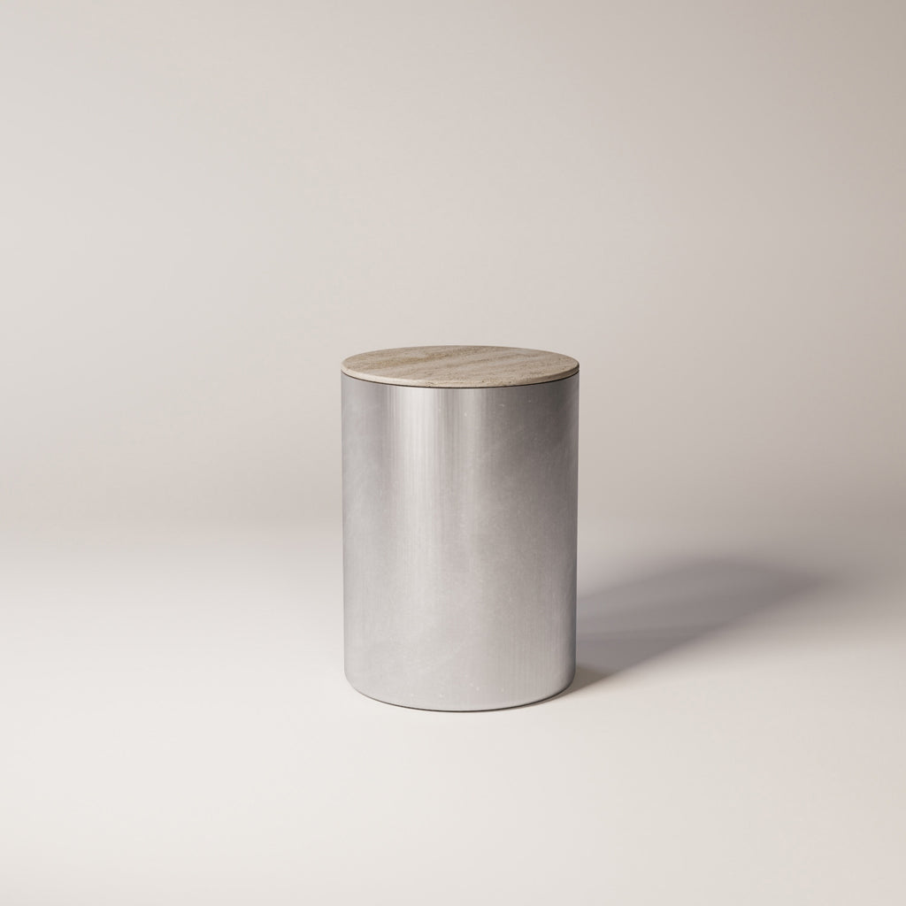 Brushed Stainless Steel / Travertine