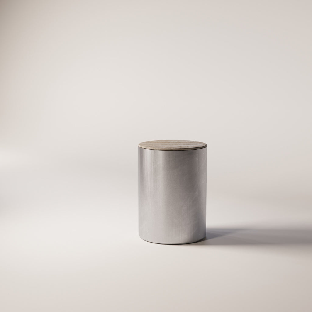 Brushed Stainless Steel / Travertine