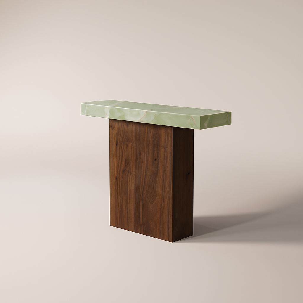 Wood and green onyx