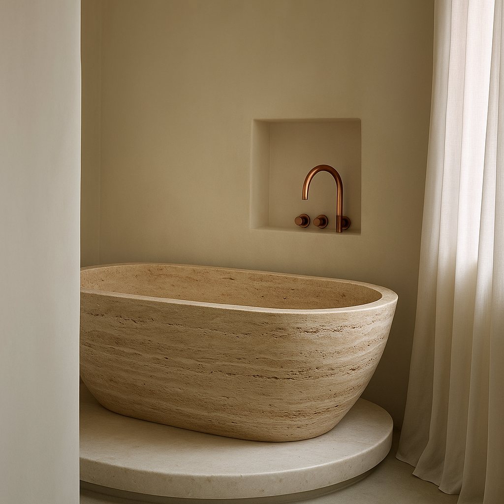 Travertine bathtub